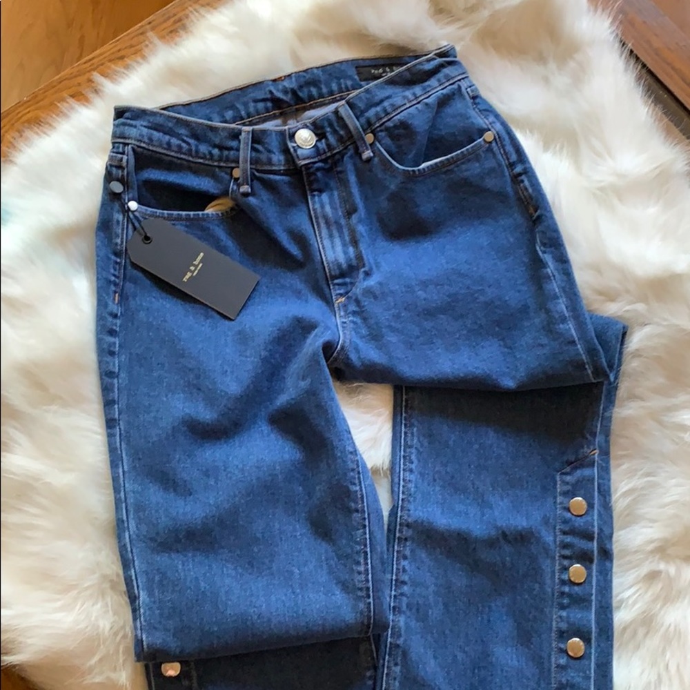 Rag & bone New York Wide leg Snap Dylan Jeans Women's Size 24, 25 NWT - Picture 3 of 5